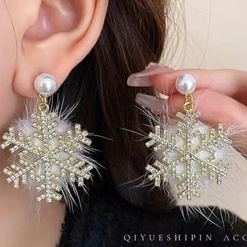 Christmas Snowflake Earrings Women